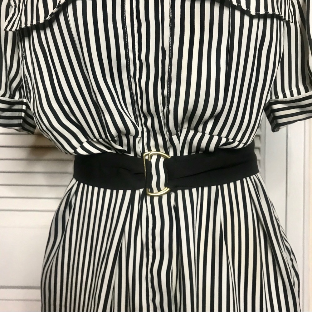 NWOT H&M black and white stripe shirt dress - Picture 3 of 5